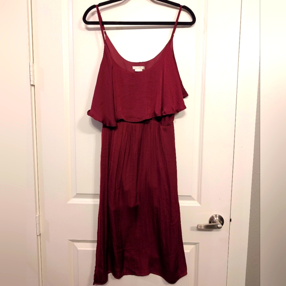 The Hanger Red Ruffled Tiered Midi Sundress